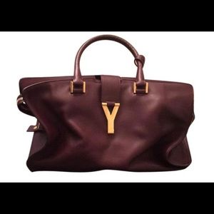 Saint Laurent Cabas Maroon leather satchel